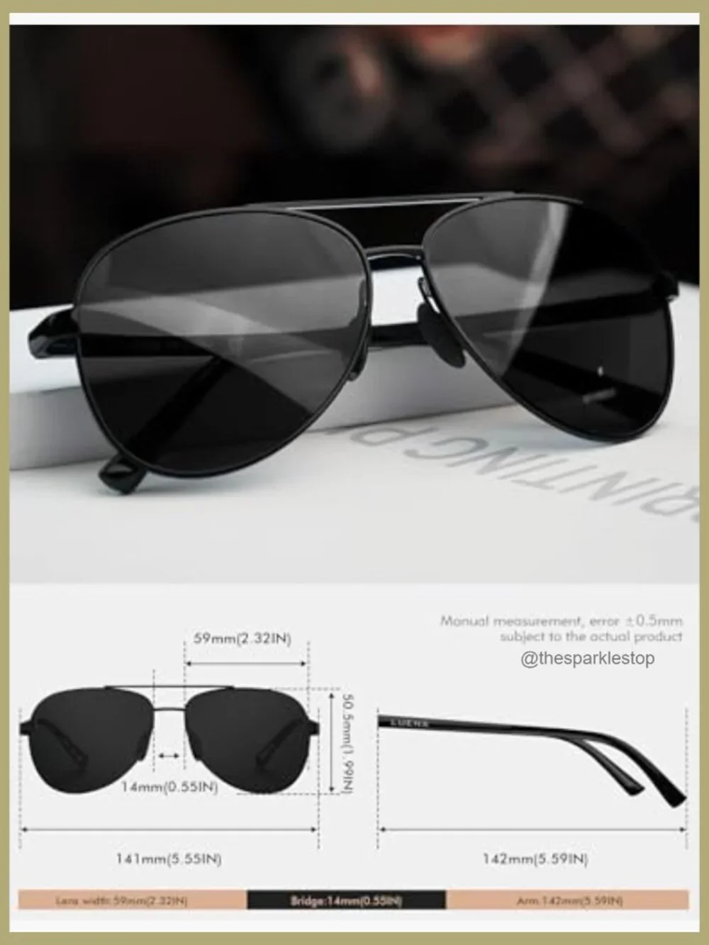 Metal Aviator Sunglasses Polarized UV400 Protection Driving Outdoor